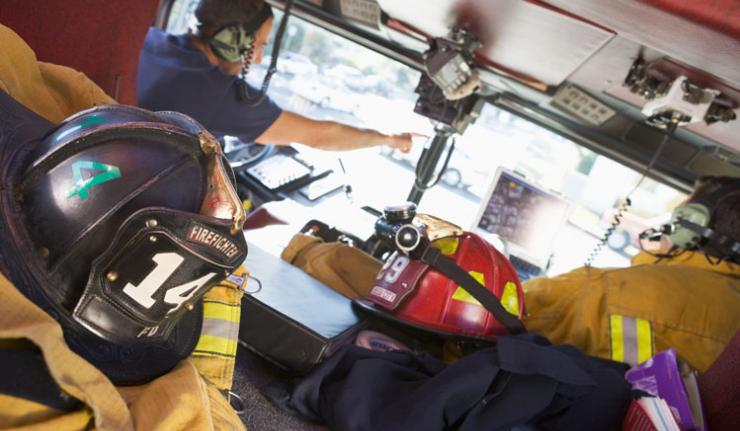 Firefighter responding to a call